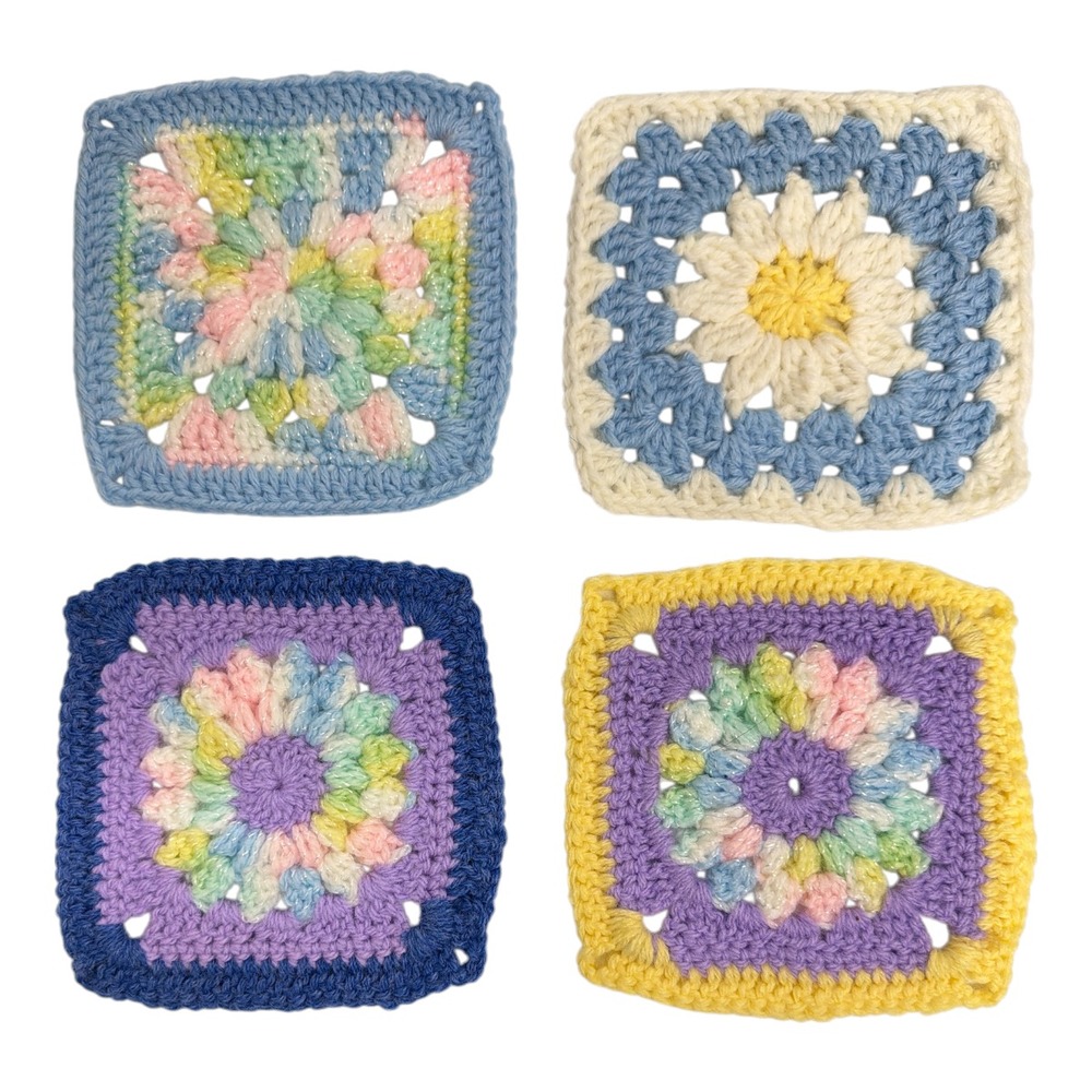 Crochet Coaster Set of 4 Handmade New Pastel 5.5" x 5.5"